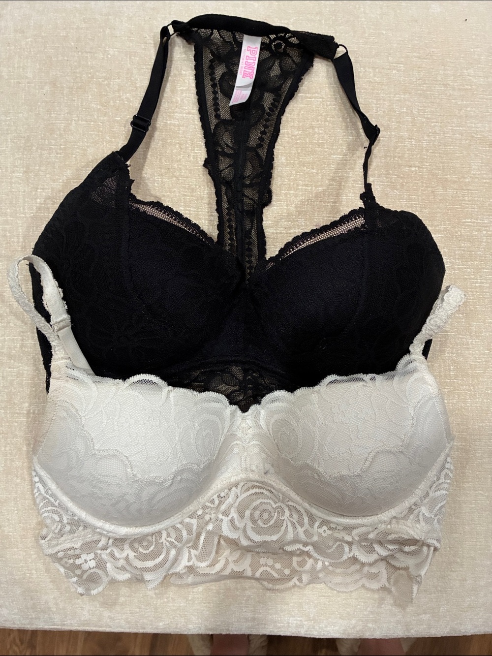 Push-Up Lace Bralette Bundle Victoria’s Secret PINK Black and White